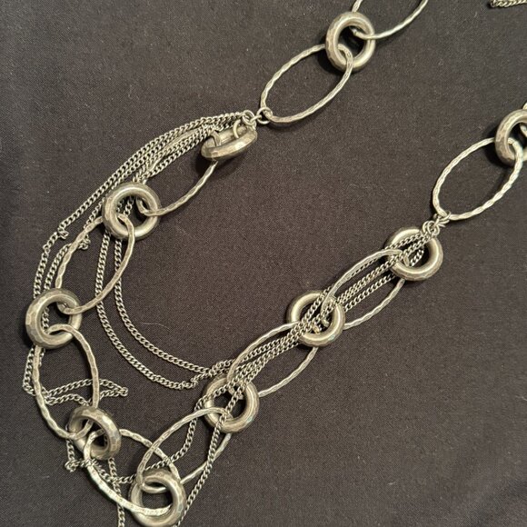 Vintage Silver Tone Multi Chain Necklace - Picture 2 of 2